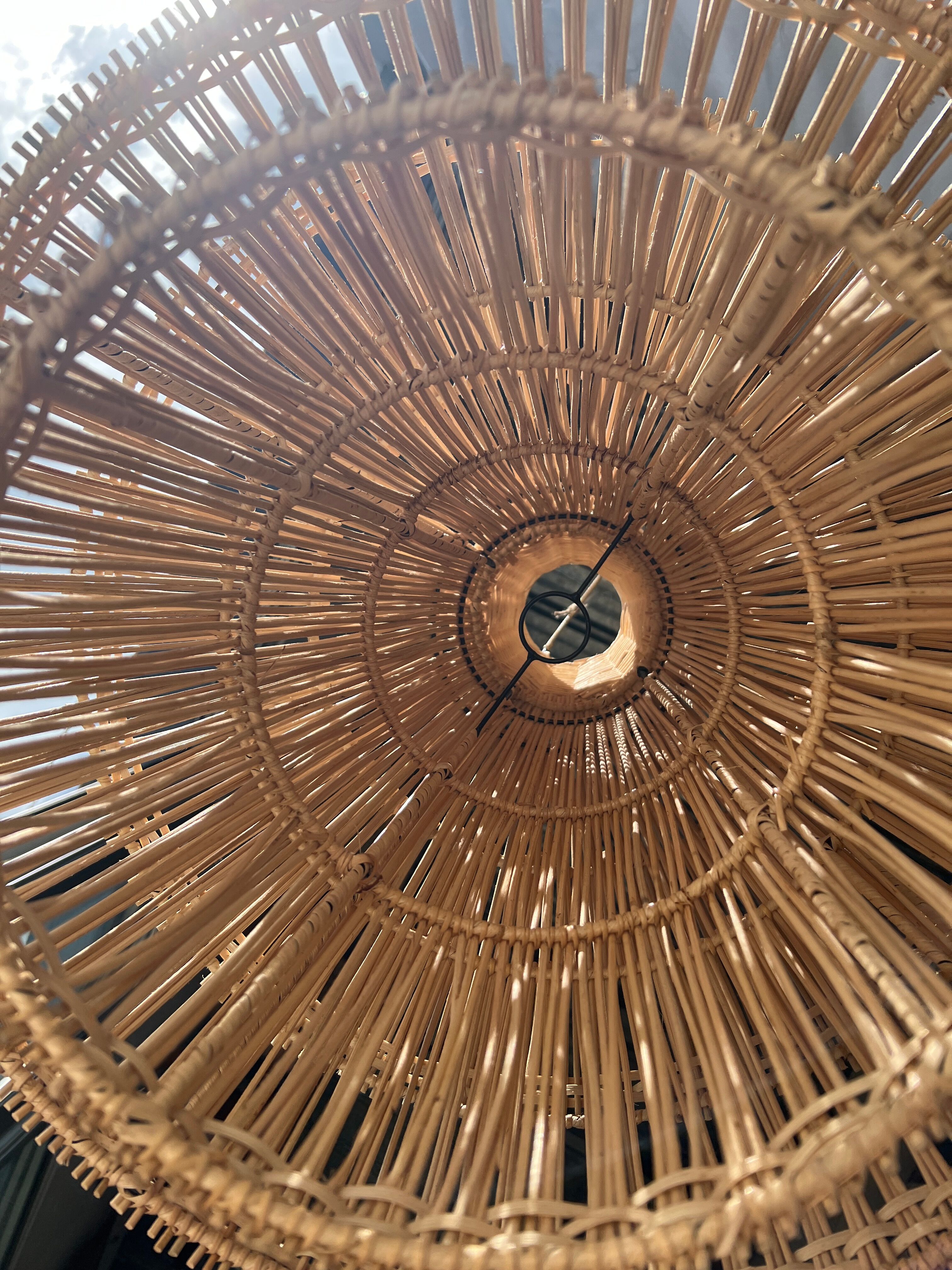 Rattan pendant lamp or light in the shape of an Asian lantern