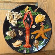 Unusual vintage wall plate seafood curiosity cabinet