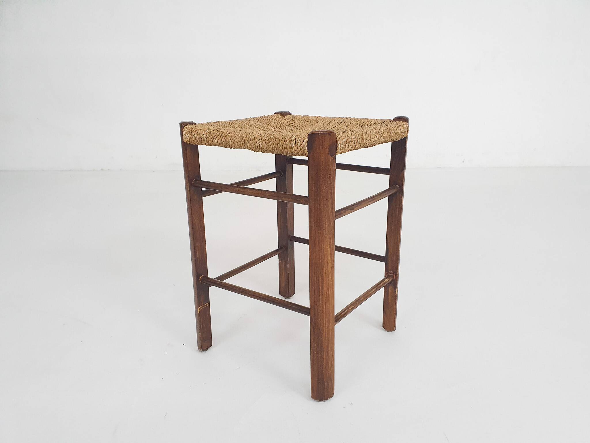 Small rattan bar stool, The Netherlands 1950's