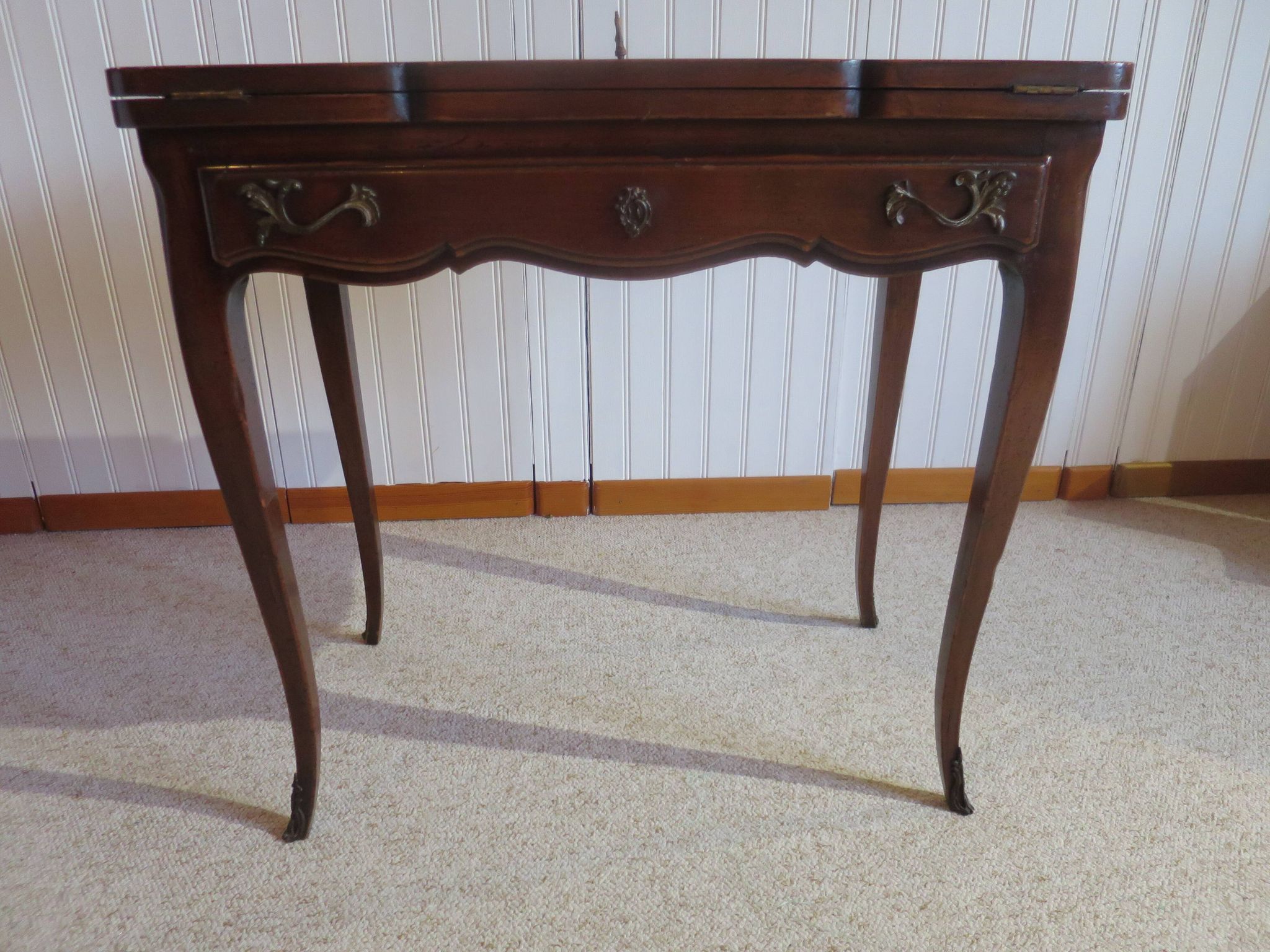 Secretary with mechanism - 4 secret drawers - lock - marquetry chessboard - 1950