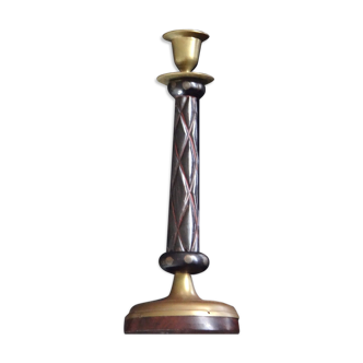 Old candlestick horn wood and brass Art Deco 26cm around 1930