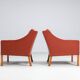 Borge Mogensen cognac leather lounge chairs Fredericia Stolefabrik Denmark 1963