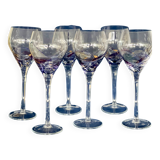 Ensemble de 6 verres à vin en cristal peint à la main - Design vitrail artisanal unique