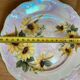 Vintage two-tone yellow glass ashtray