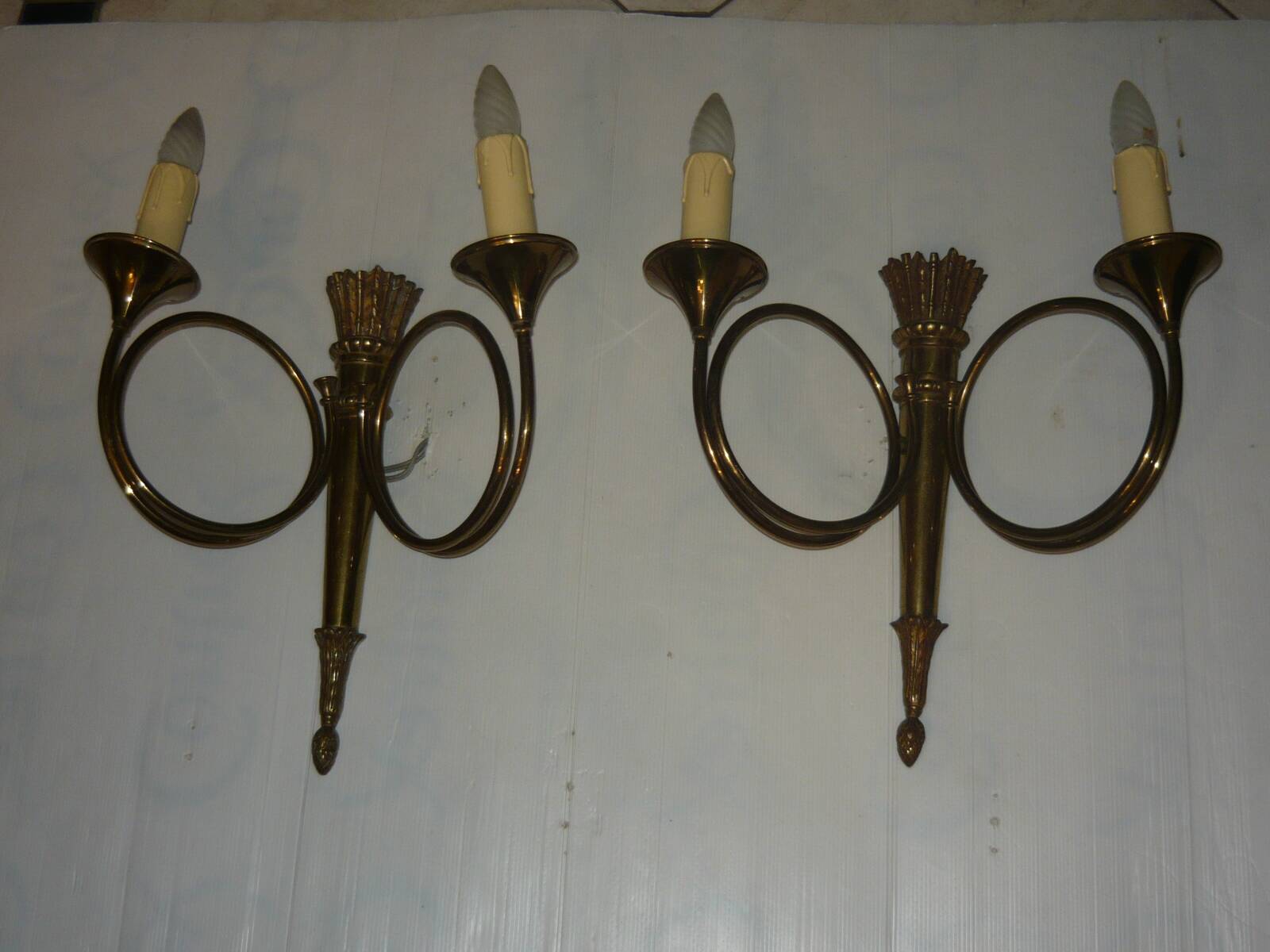 Pair of very large Empire style 2-light wall sconces