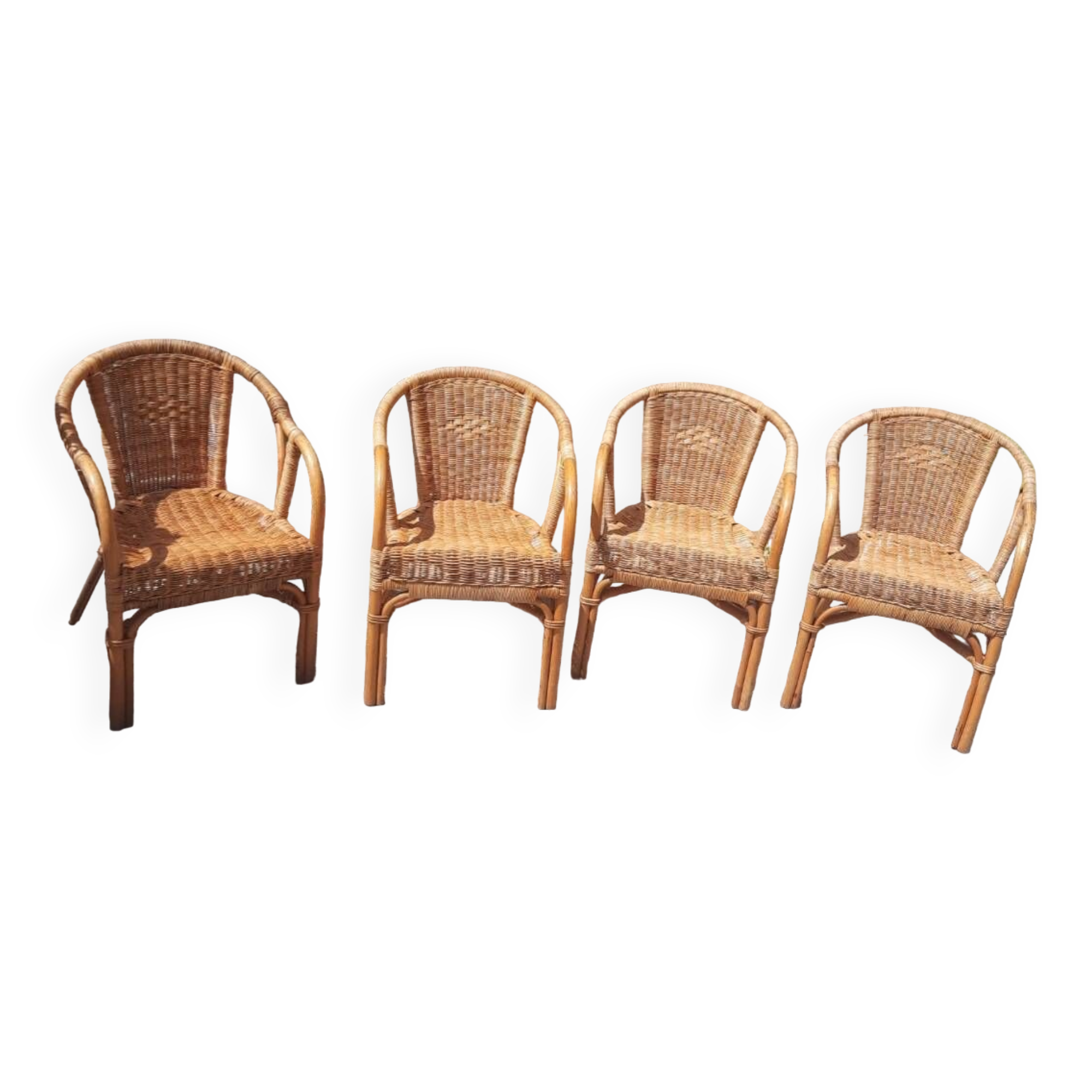 4 rattan armchairs