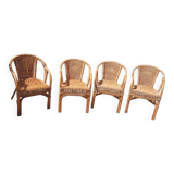 4 fauteuils en  rotin