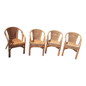 4 fauteuils en  rotin