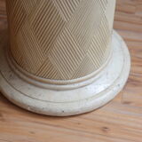 Vintage column/pedestal from the 70s-80s in travertine and wood.