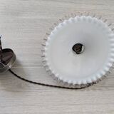 Vintage pendant light in white opaline with lace