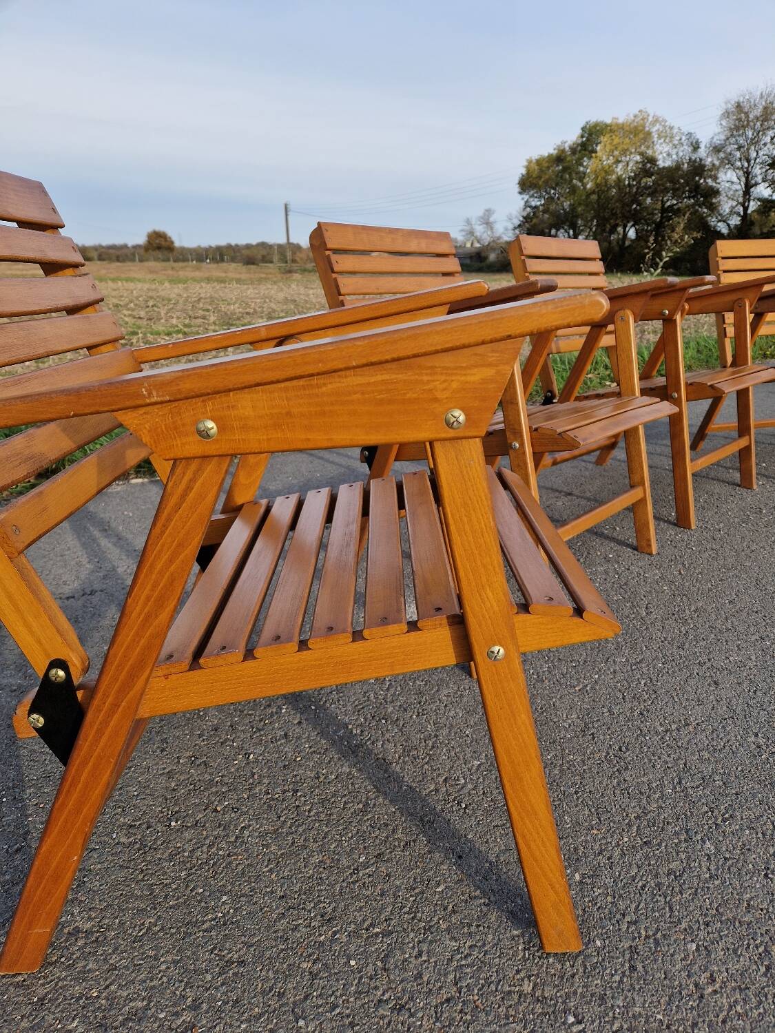 Set of 4 vintage folding armchairs