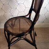 Pair of vintage bistro chairs in bamboo and canework