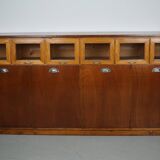 Vintage Dutch Beech & Oak Haberdashery Shop / Grain Cabinet, 1950s