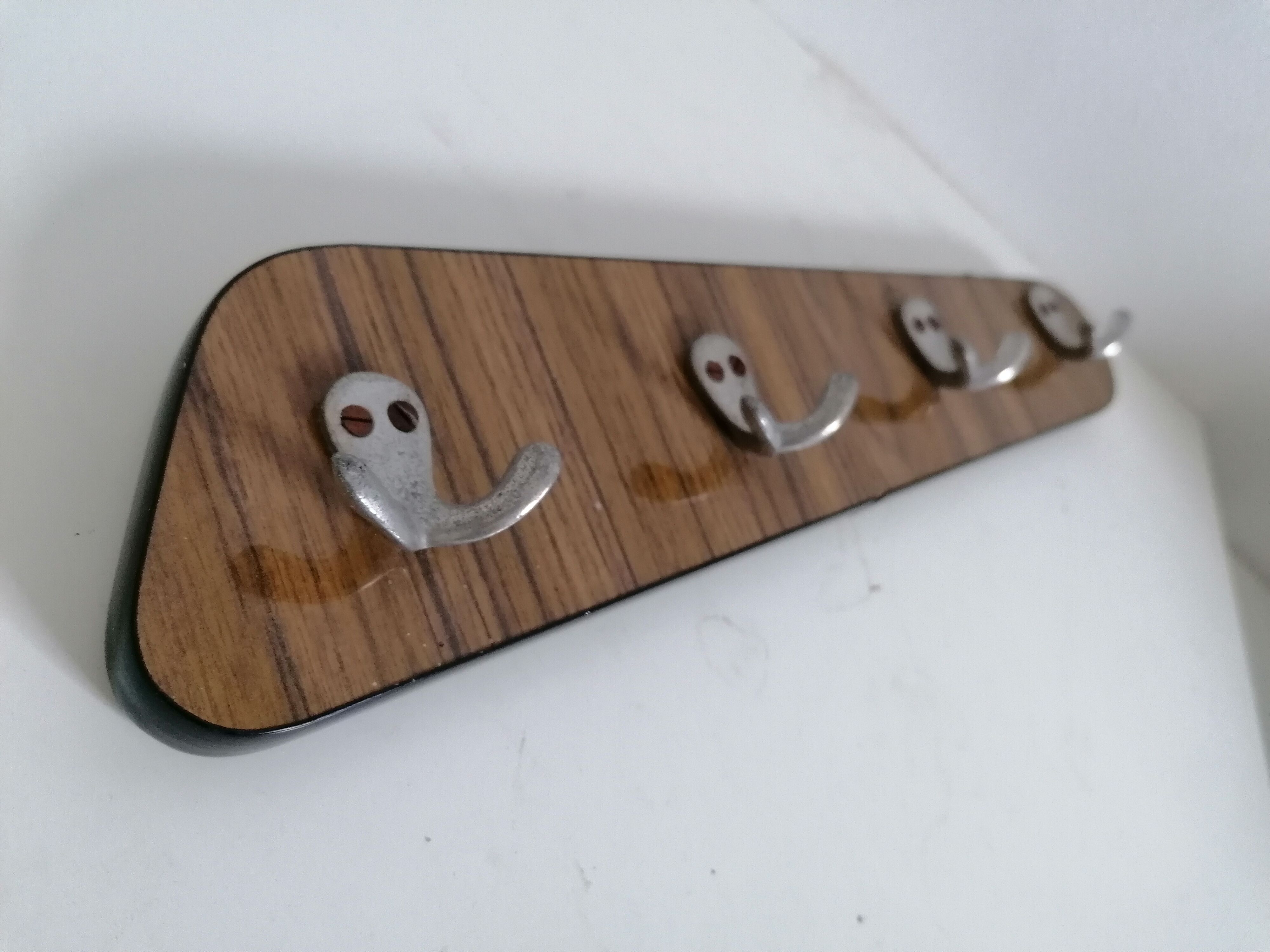 Towel rack formica hooks aluminum free form vintage