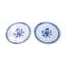 2 plates dessert pattern blue flowers