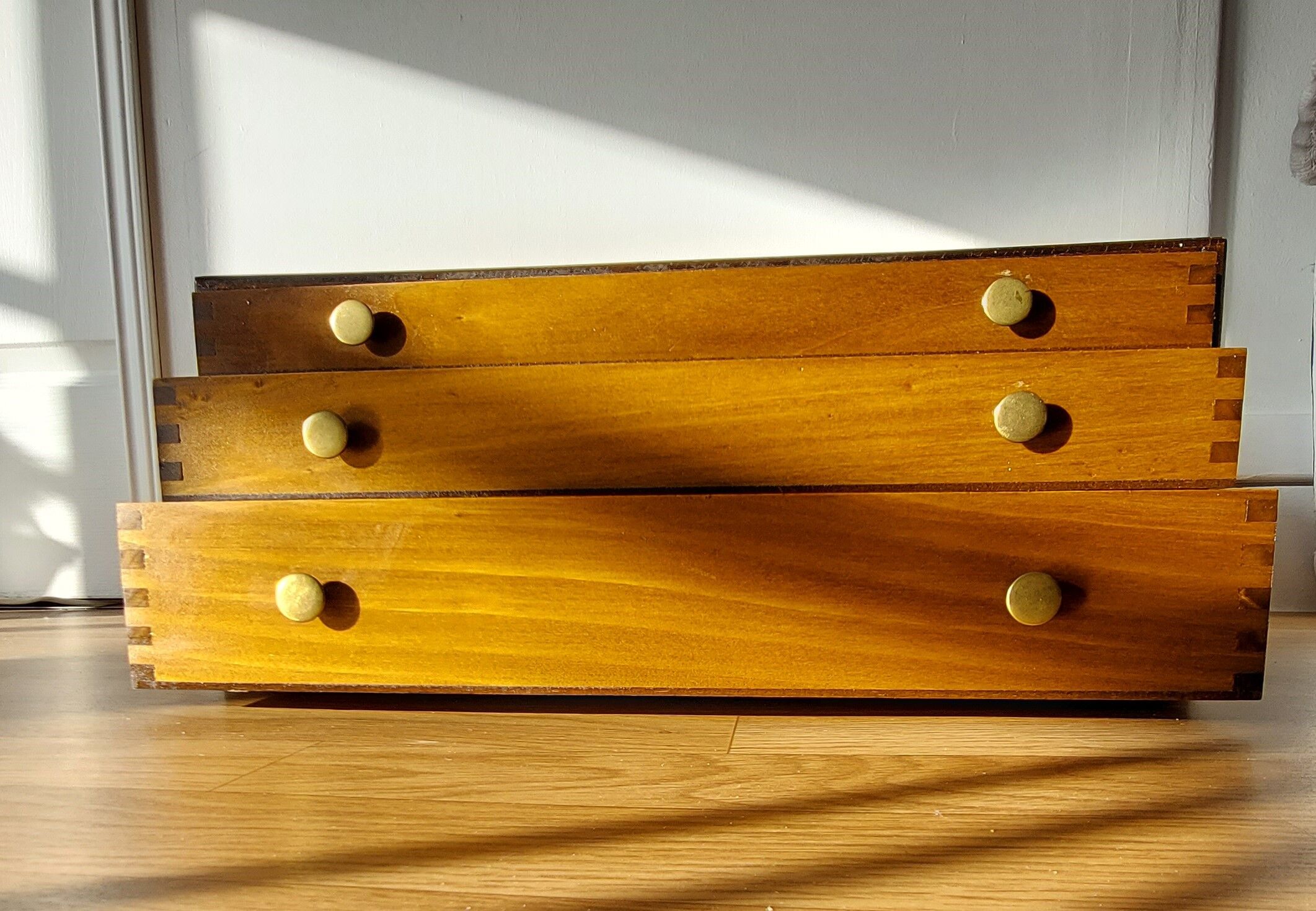 Silver box with 3 drawers in mahogany 1950/1960.