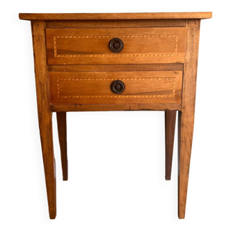 Old wooden bedside table