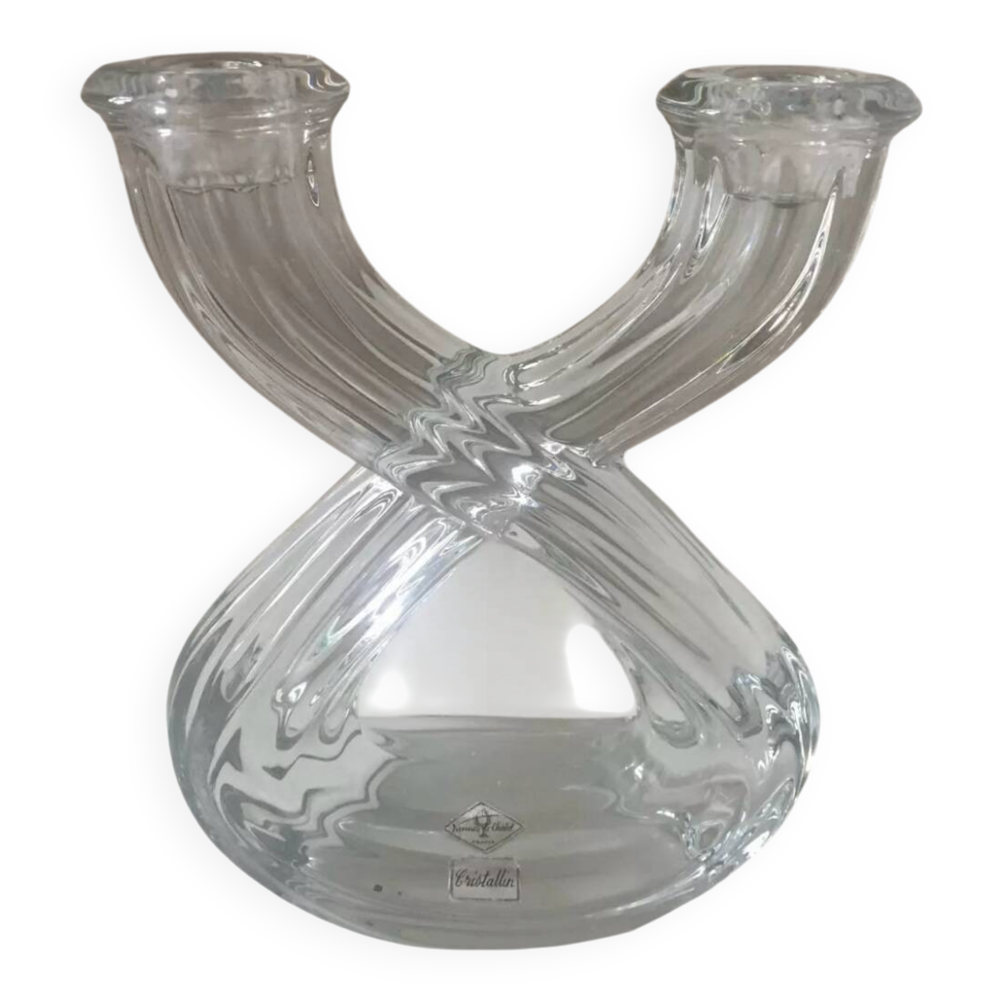 Beau bougeoir en cristal de Vannes Le Châtel