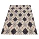 Cream Navy Wool Kilim Rug, Modern Check Diamond Flatweave Carpet 192x160cm