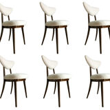 Midcentury White bouclé Heart Chairs, by Kurmanowicz, 1960s, Set of 6