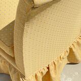 Vintage upholstered fabric toad armchair