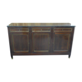 Enfilade en acajou, 3 portes, 3 tiroirs, couvert d'une plaque en marbre noir, style directoire, déco