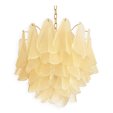 Contemporary Modern Sanded Champagne "Rondini" Murano Chandelier by Simoeng