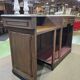 Bar counter in oak, zinc, and white marble from the early 20th century.