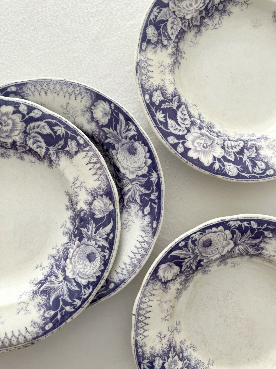 4 Sarreguemines "Jardinière" ironstone soup plates