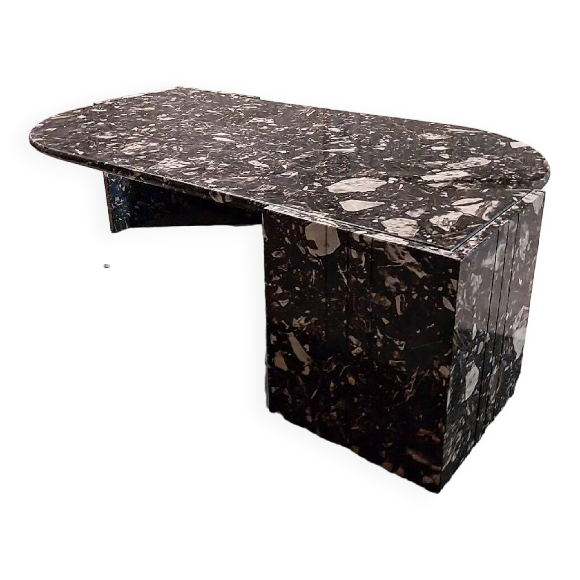 Black travertine eye coffee table