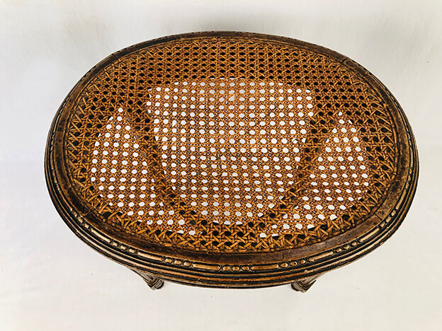 Stool in varnished natural wood Louis XVI style