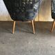 Set of vintage grey fabric armchairs, lacquered structure from the 1960s Arts & Crafts.