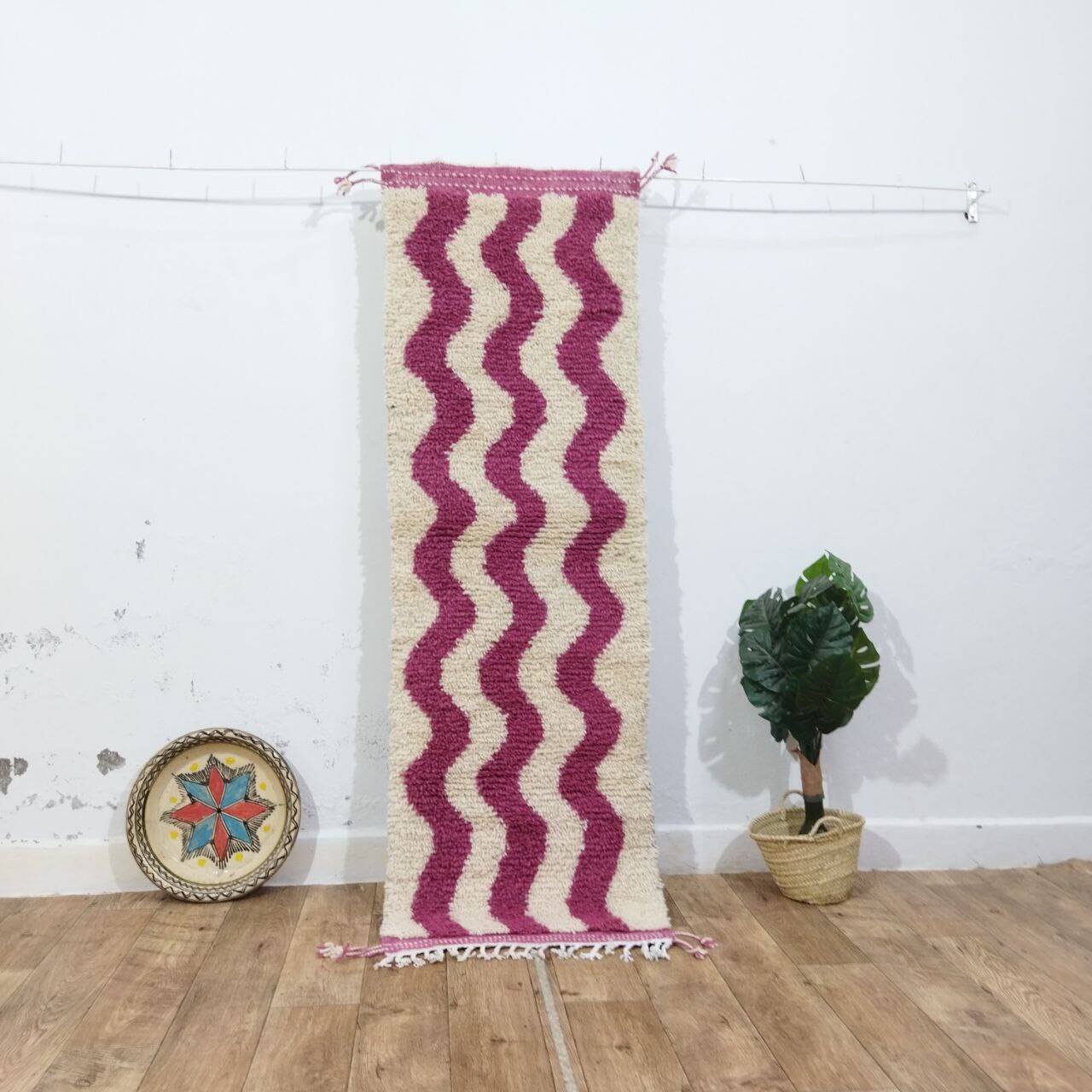 Tapis berbère Couloir Azilal en laine fait main 200 X 65 CM