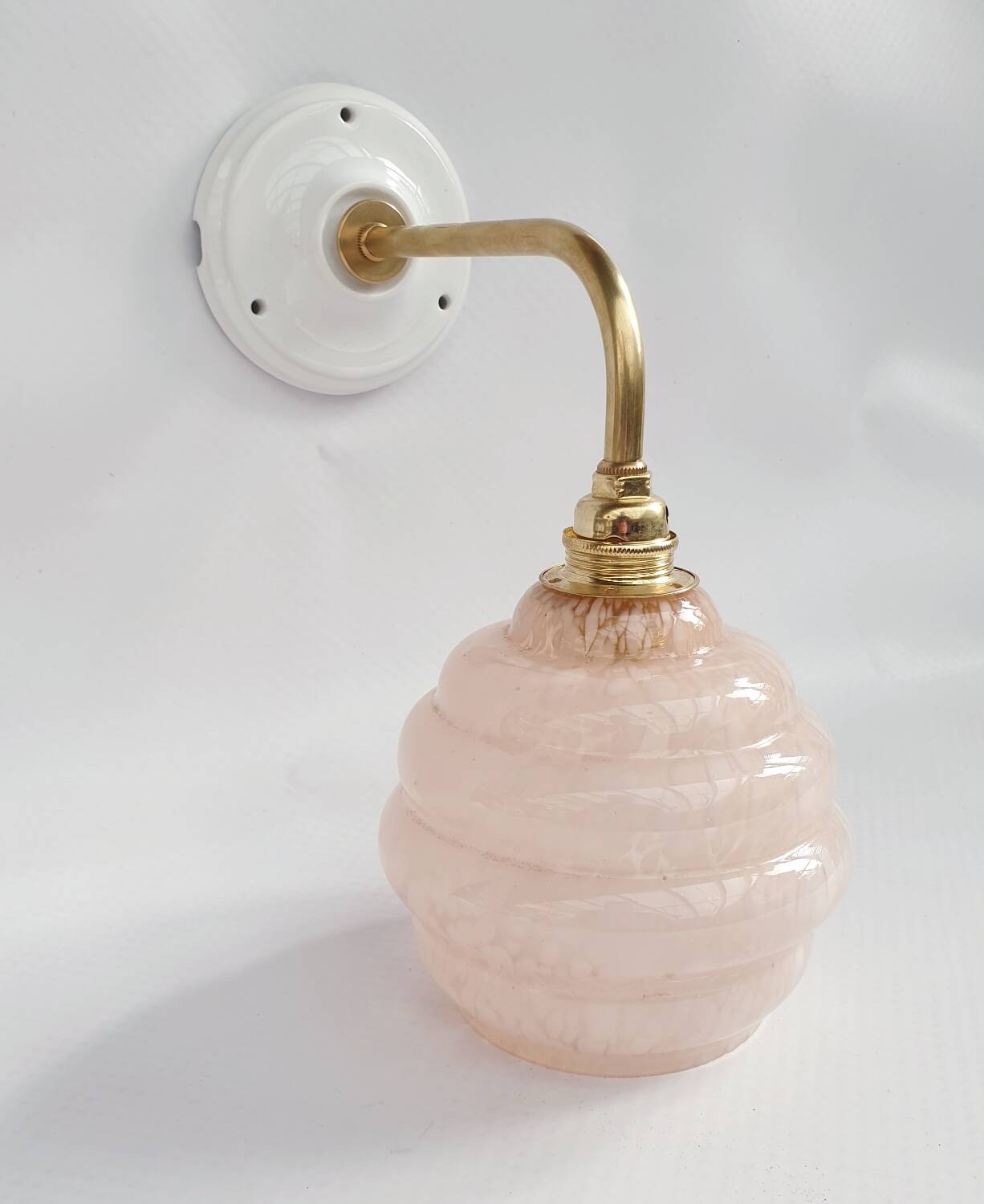 Swan neck and speckled glass wall lamp