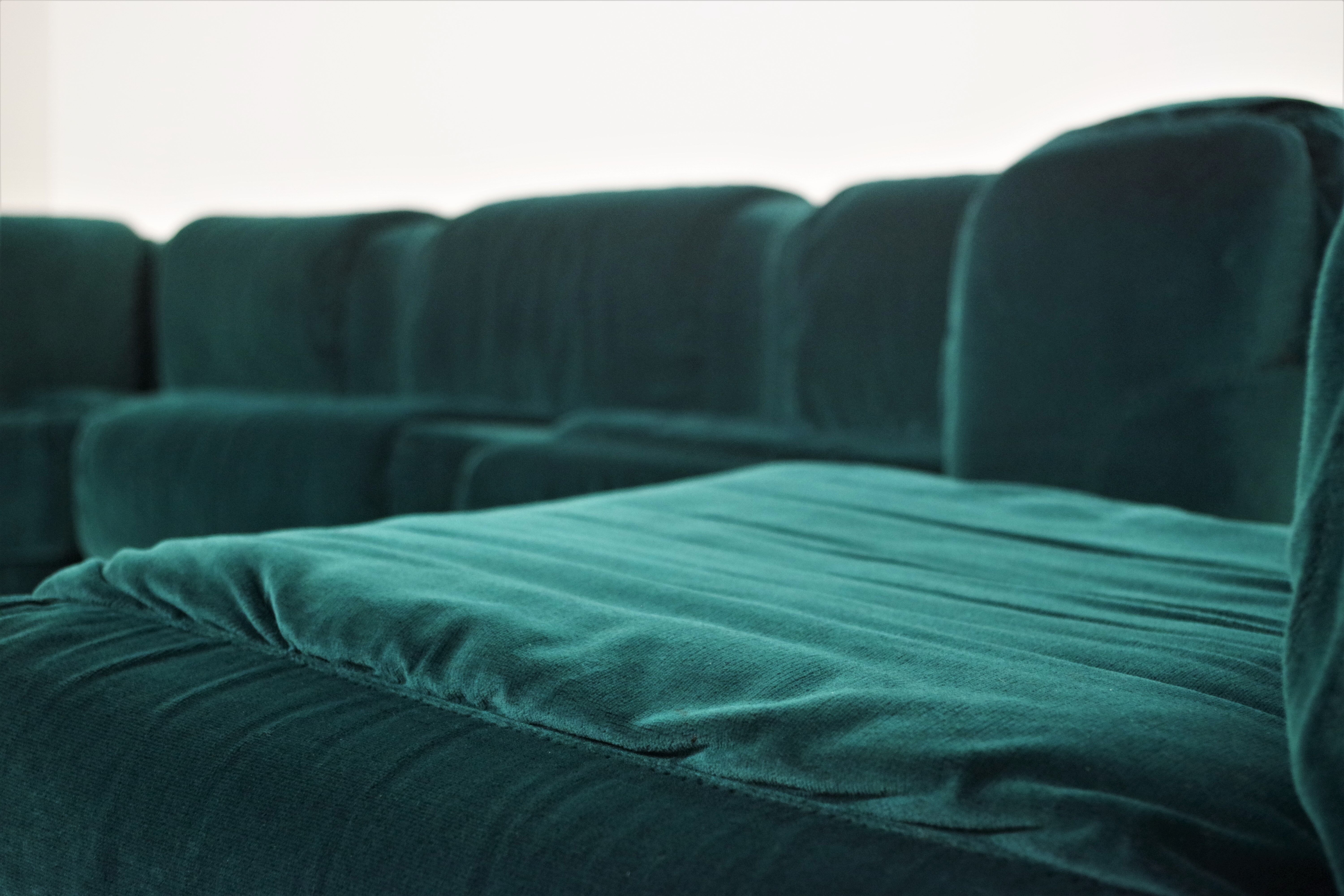 Fauteuils en Chenille de Seven Salotti, 1970s, Set de 5