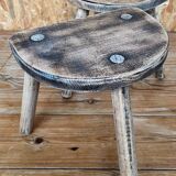 Pair of wooden tripod stools