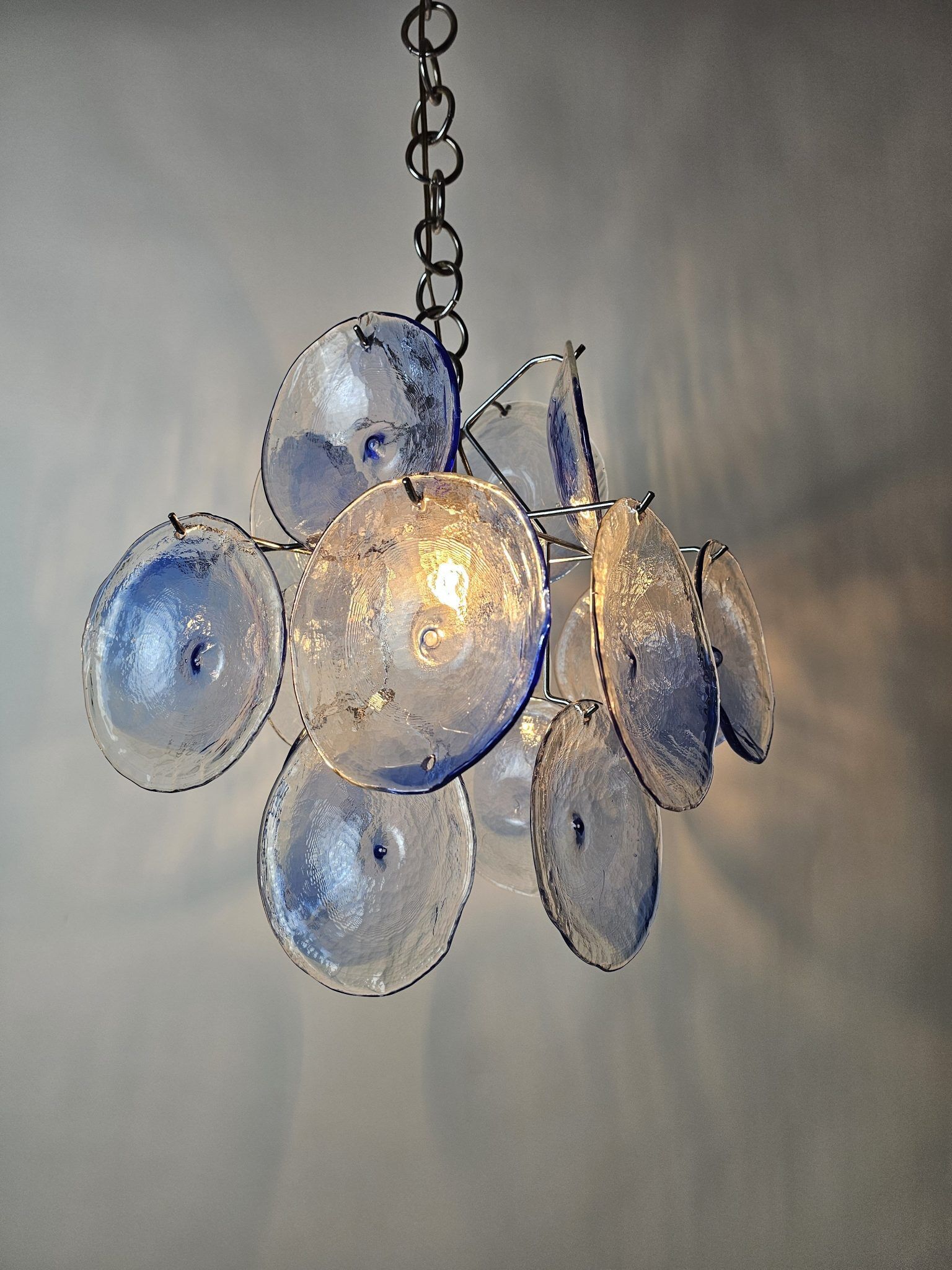 Lampe suspendue Disc bleue transparente Italie