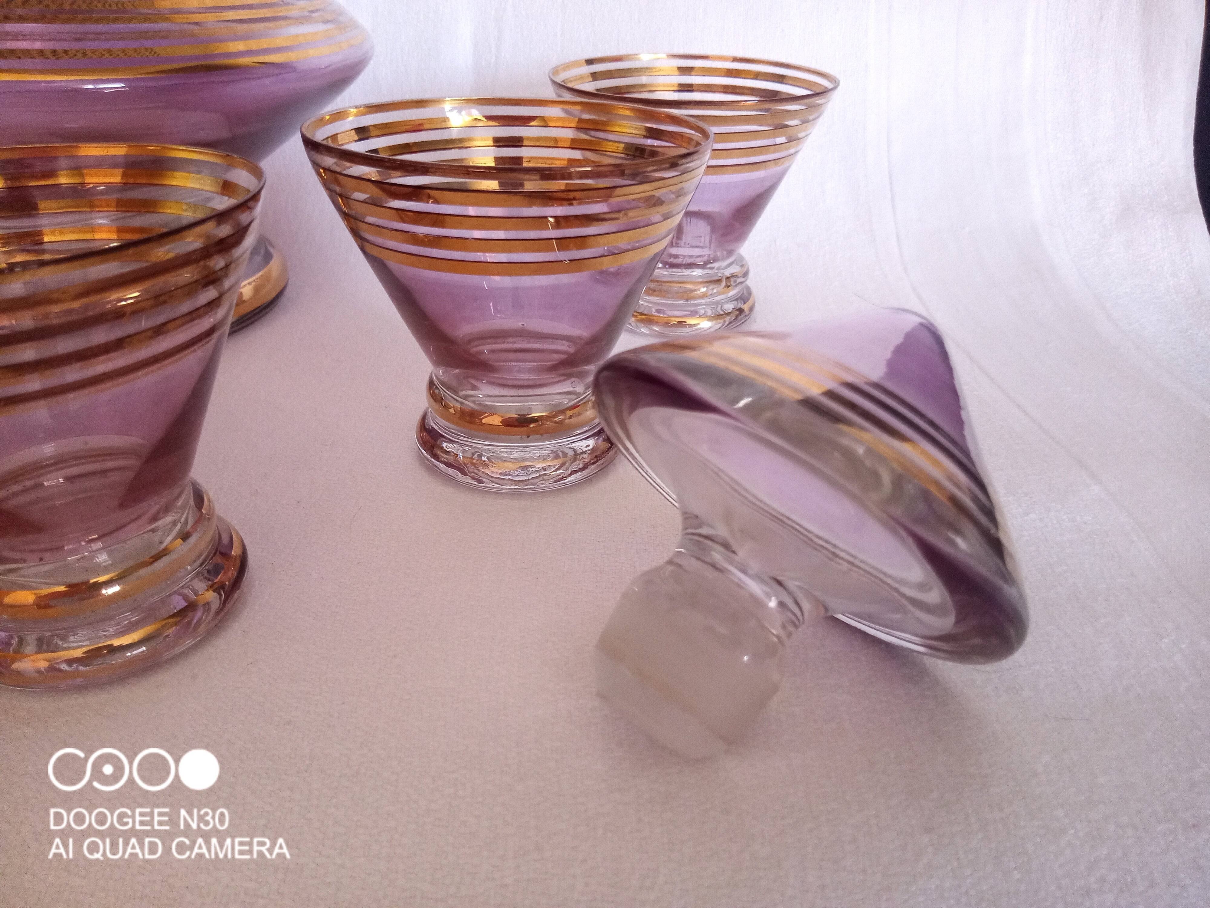 Schneider, Paris - Art Deco liqueur service in lilac tinted glass