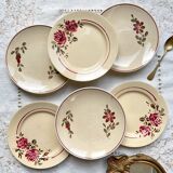 6 Small mismatched vintage floral plates - BADONVILLIER STEULER