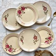 6 Petites assiettes vintage dépareillées fleuries - BADONVILLIER STEULER