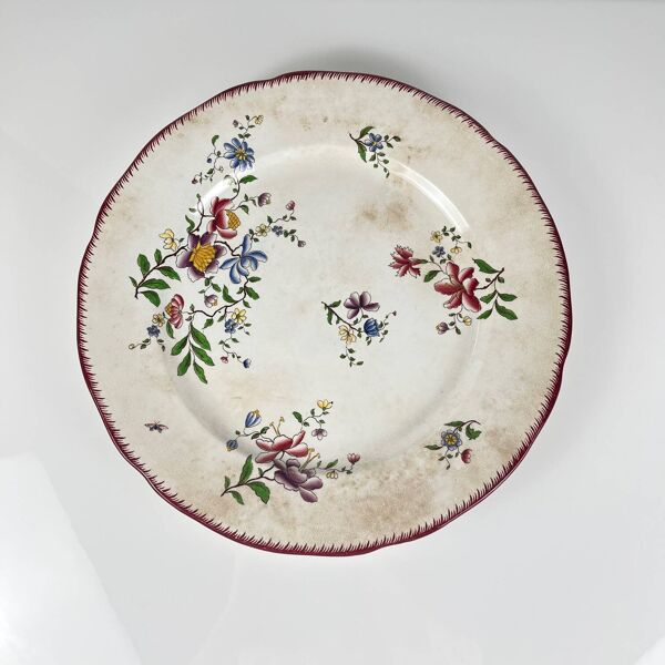 Plat rond patiné modèle Strasbourg, Sarreguemines, 1880-1918