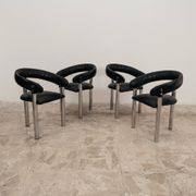 Set de 4 fauteuils de salle à manger design années 70 vintage modernariato