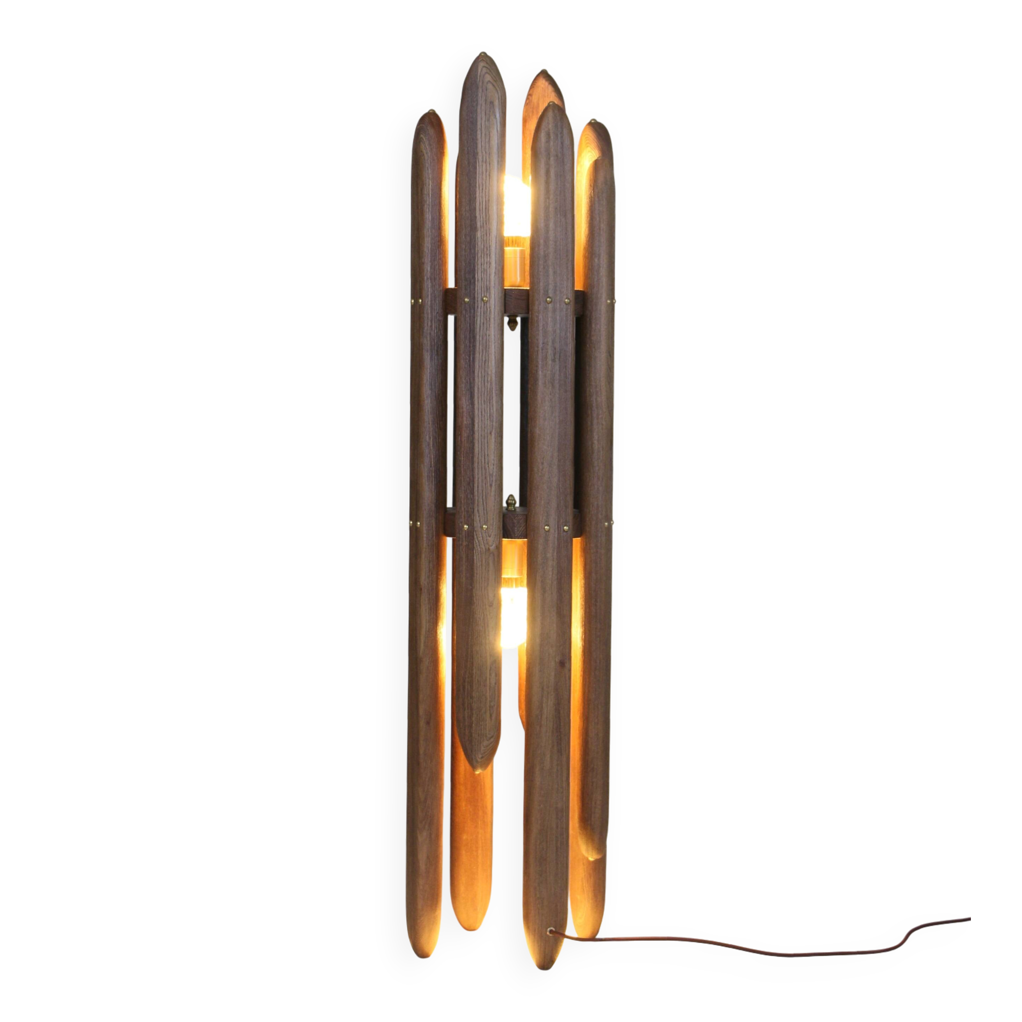 Mid-Century Modern Collectible Design Museum Quality Solid Wood Floor Lamp