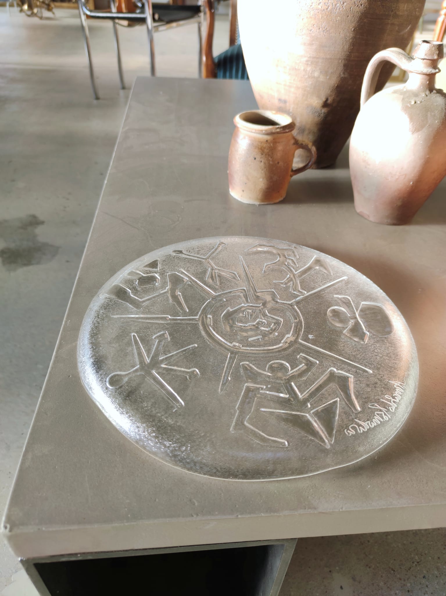 Glass dish by Arnaldo Pomodoro Ars D Milano