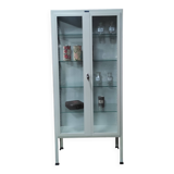 Armoire médicale vintage ManuBelge | Vitrine industrielle en verre