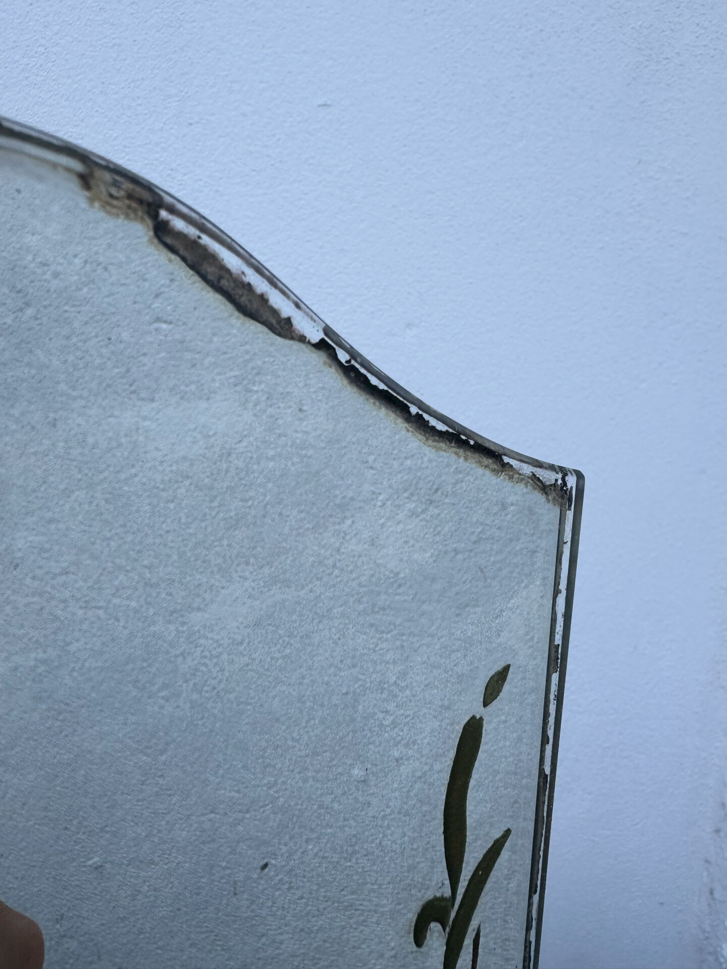 Art Deco engraved tabletop mirror