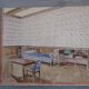 Original old watercolor - Interior architecture