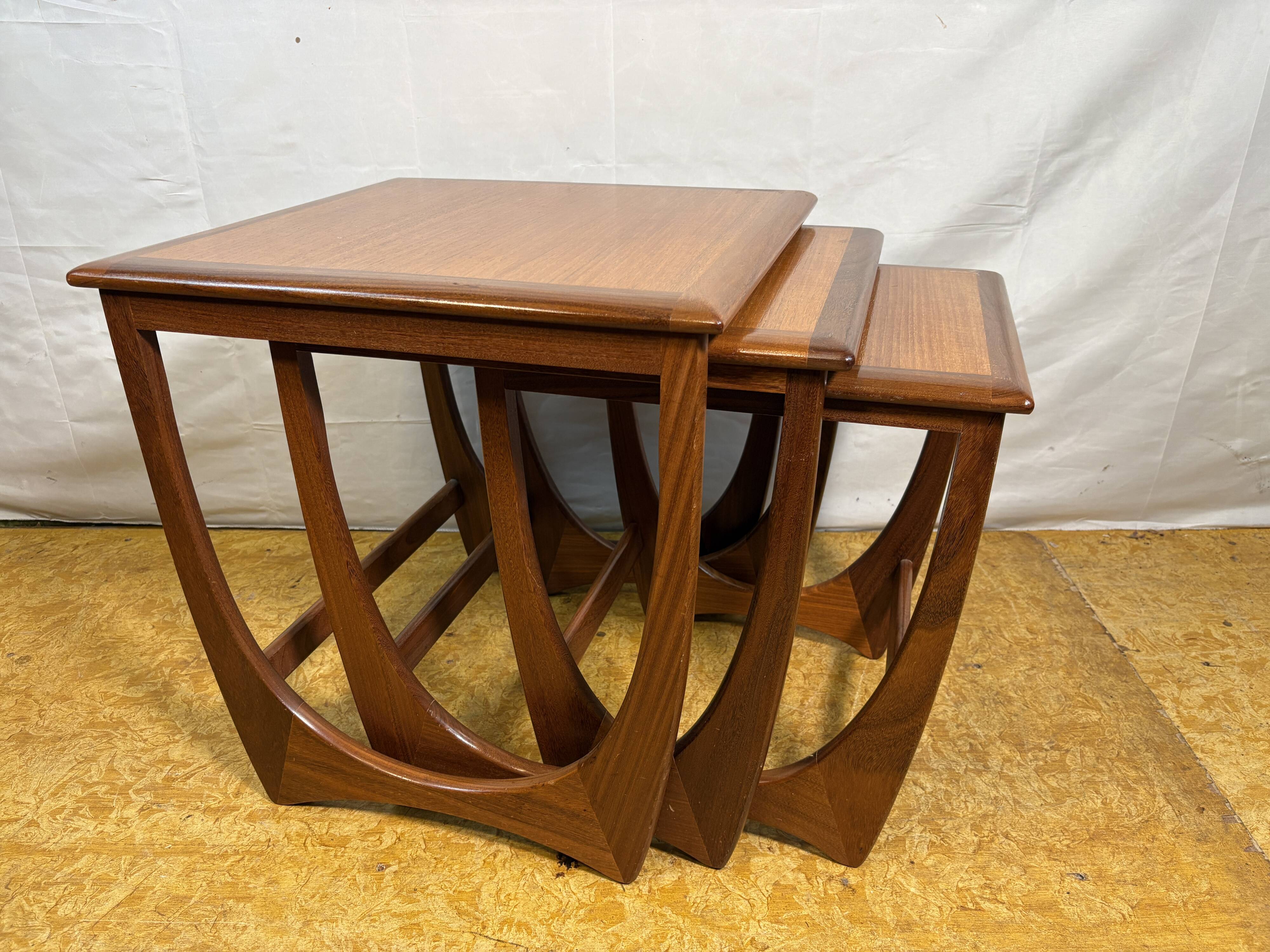 Mid- century retro vintage teak nest of tables by g plan 1960 Danish Design