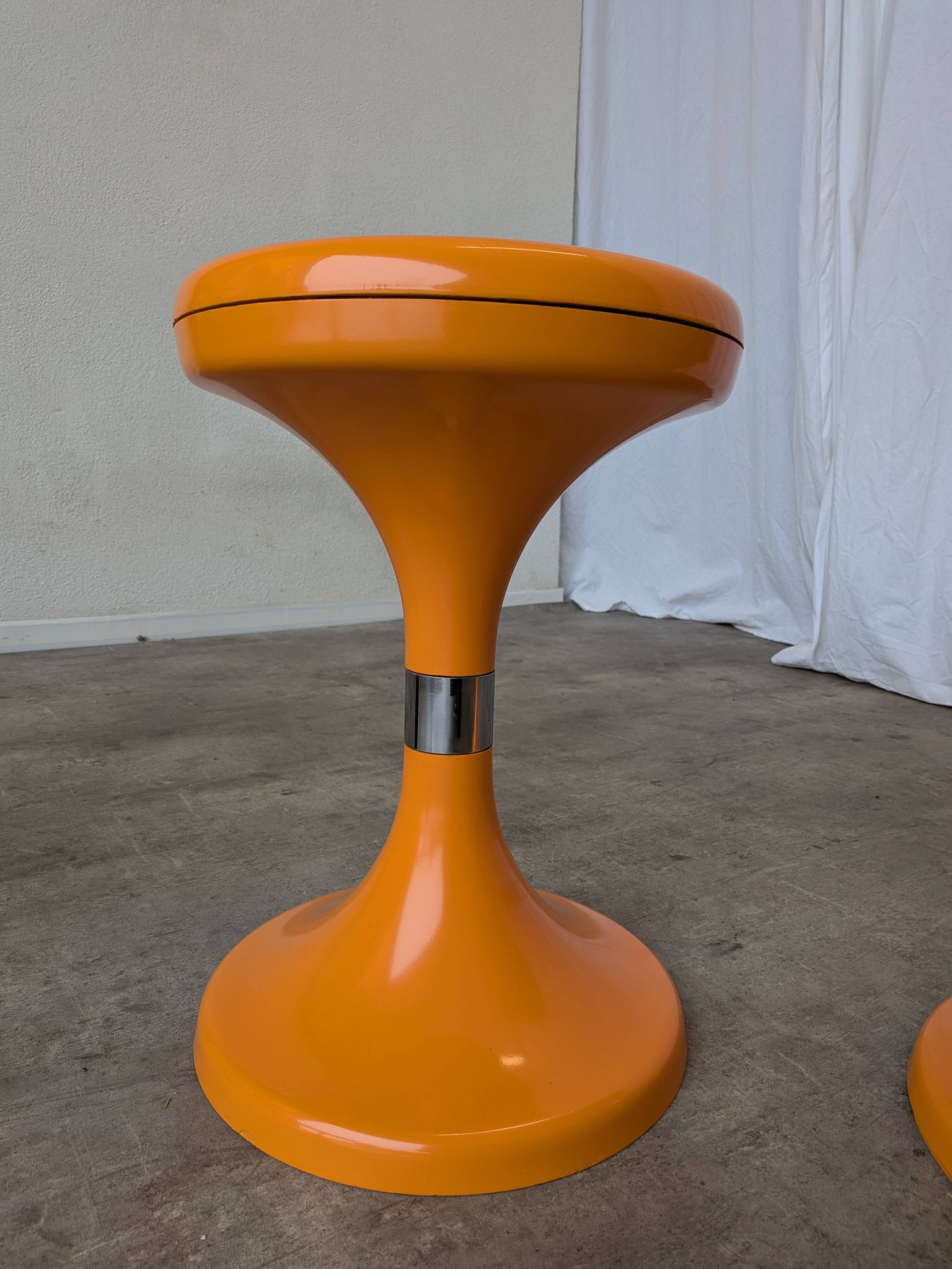 Set of 2 Orange Vintage Mushroom Stool “Jurček” by Meblo, 1960s – Space Age