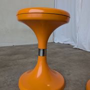 Set of 2 Orange Vintage Mushroom Stool “Jurček” by Meblo, 1960s – Space Age